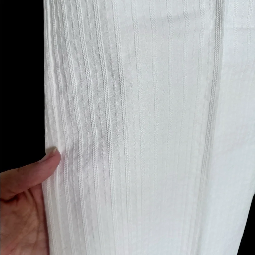 New York & Company White Ribbed Cotton Straight Leg Pants Size 6 - Picture 3 of 4